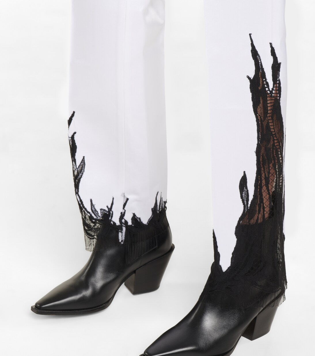 Lace-trimmed satin straight pants | Peter Do