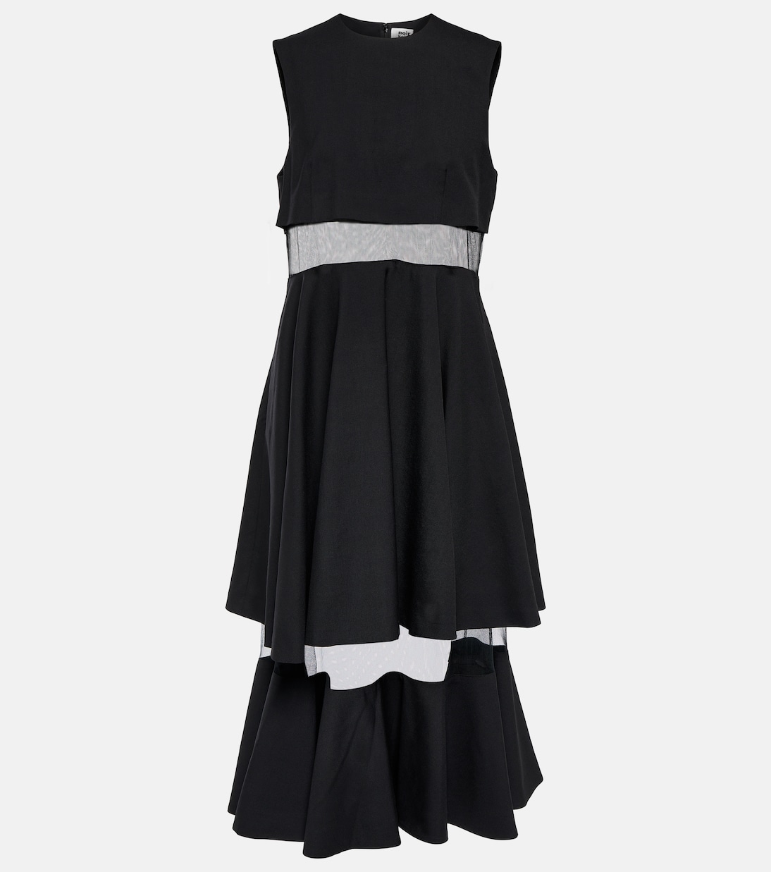 Mesh-trimmed wool midi dress | Noir Kei Ninomiya