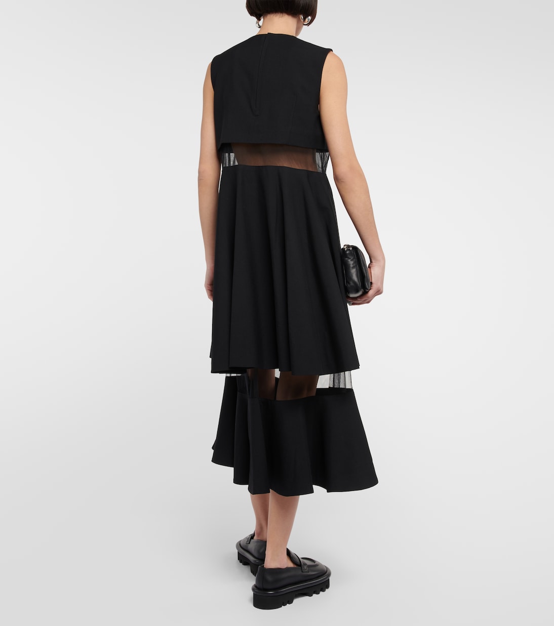 Mesh-trimmed wool midi dress | Noir Kei Ninomiya