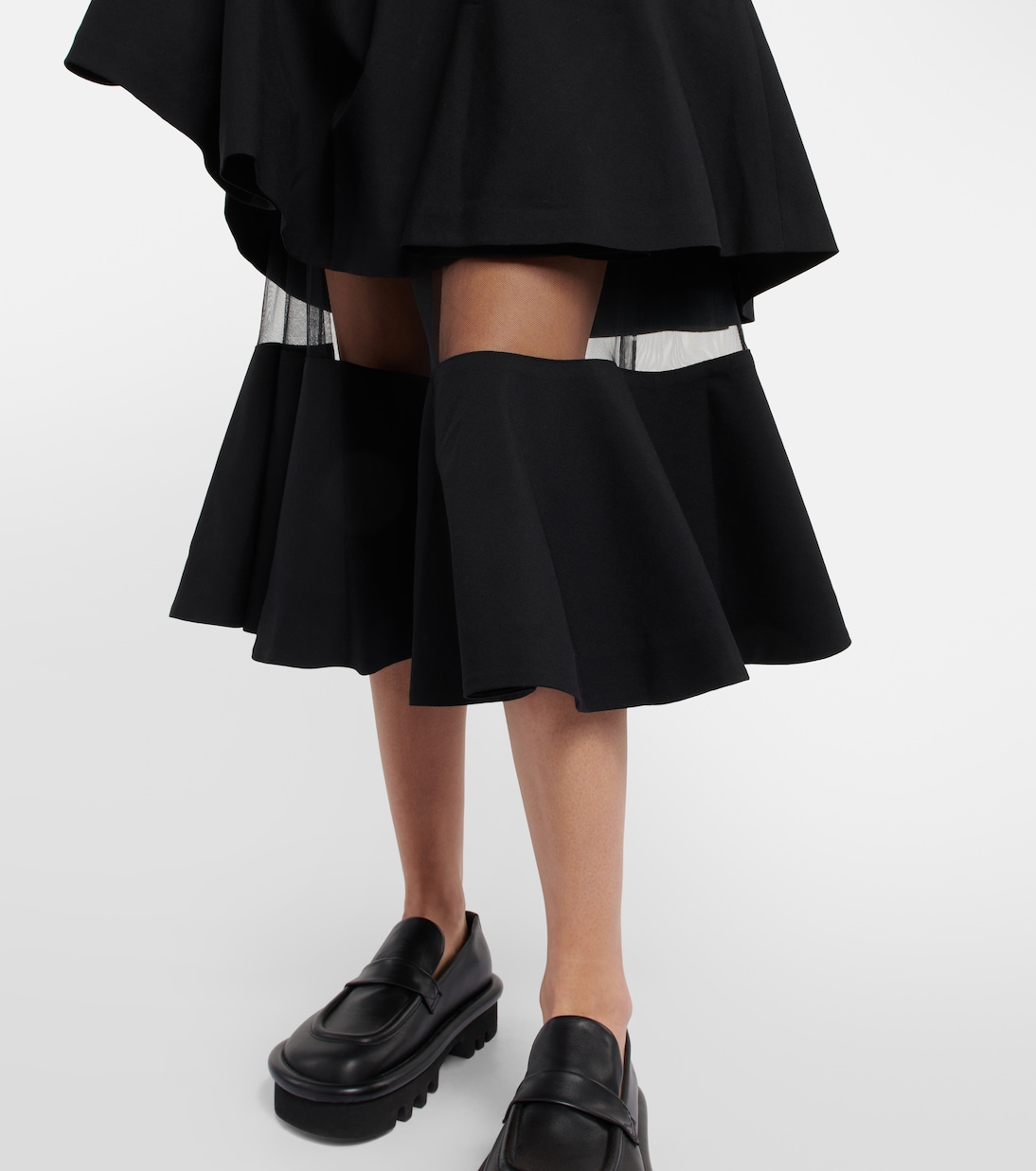Mesh-trimmed wool midi dress | Noir Kei Ninomiya