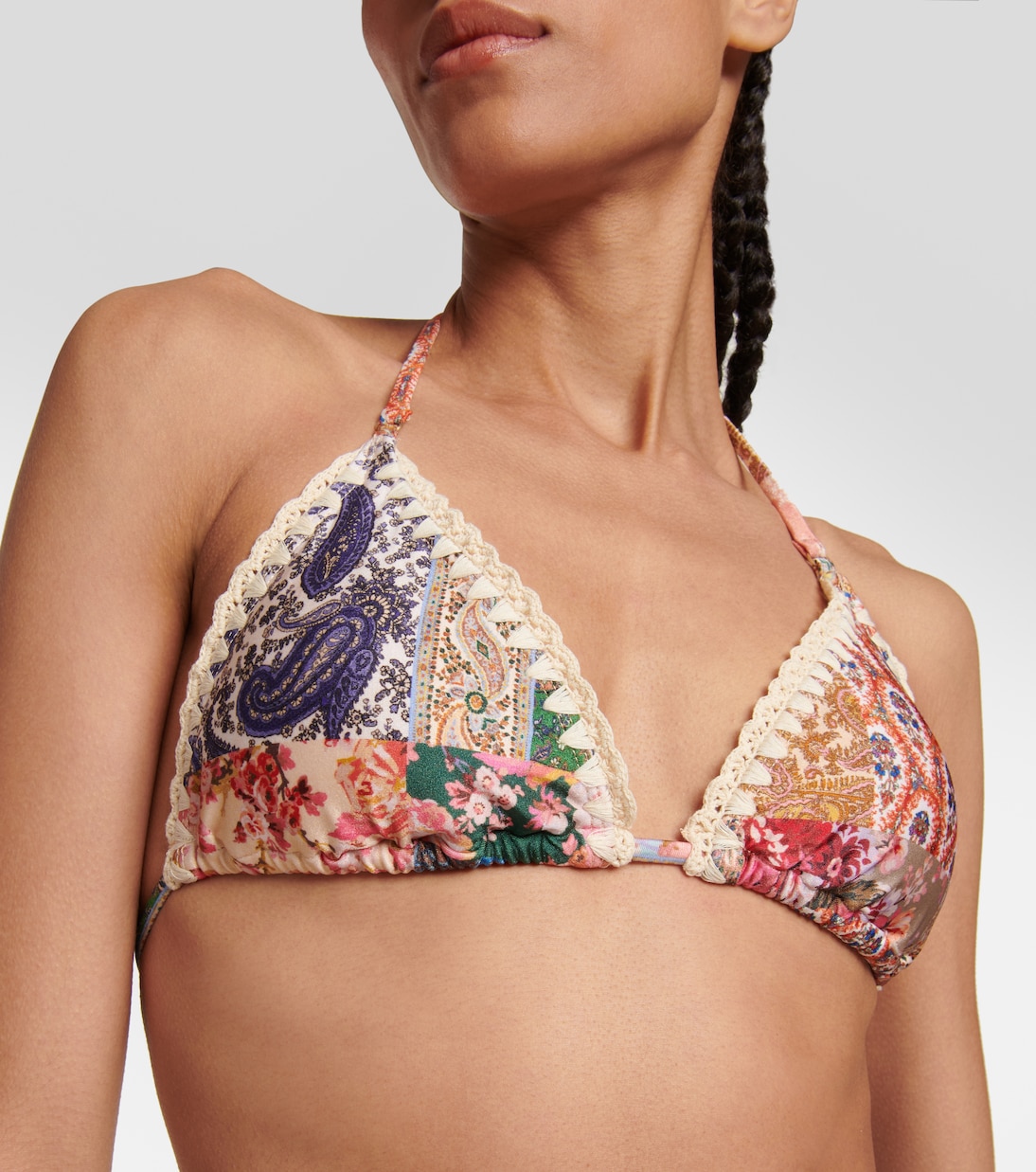 Devi printed crochet-trimmed bikini | Zimmermann