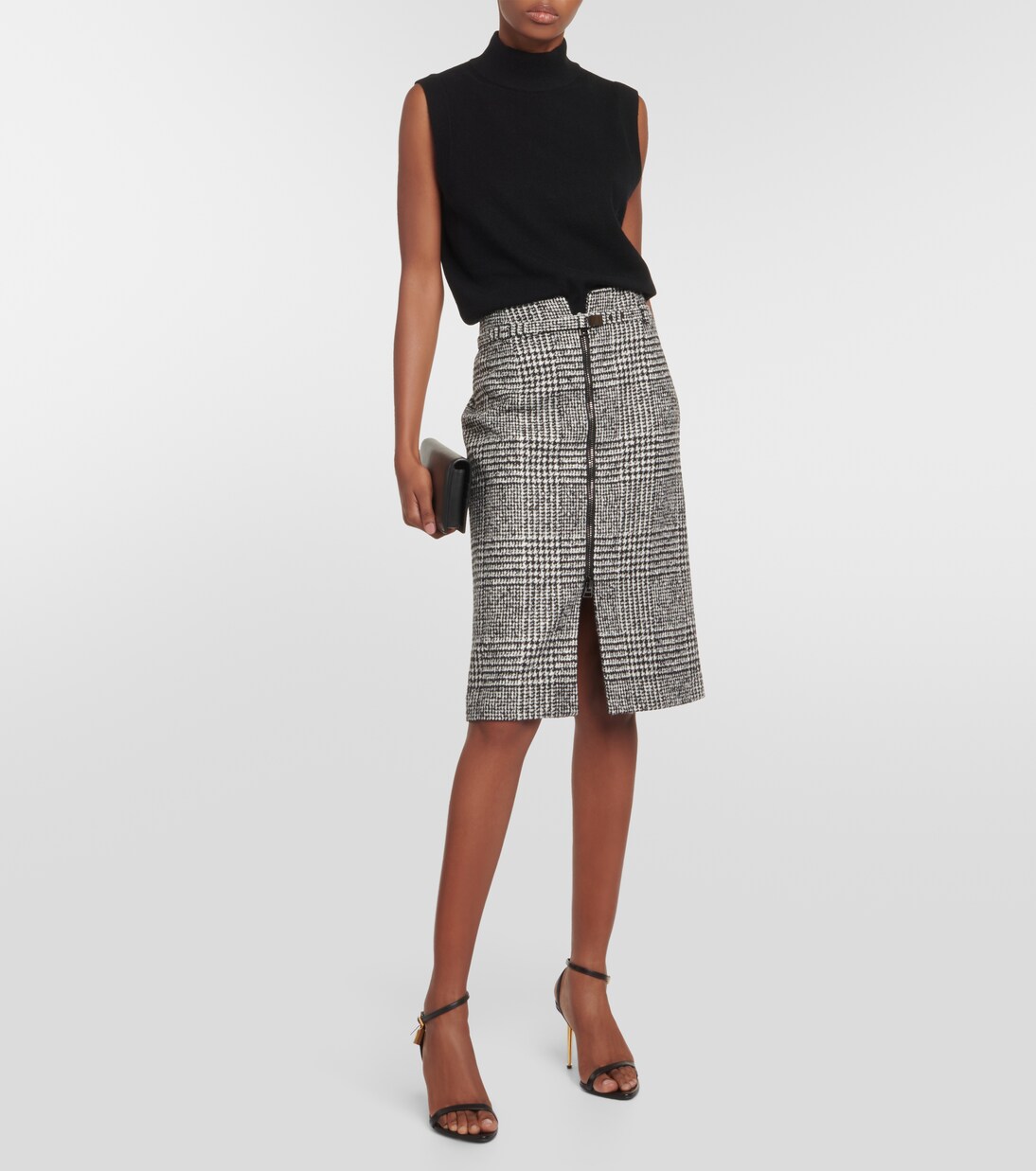 Chevron wool-blend midi skirt | Tom Ford