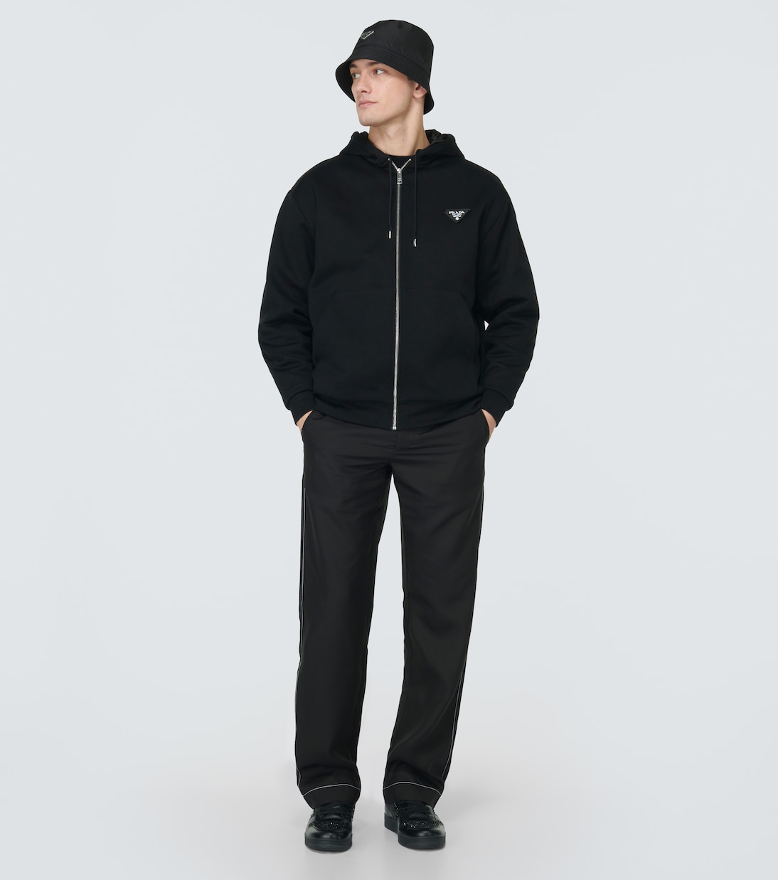Sneakers Downtown aus Leder mit Kristallen | Prada