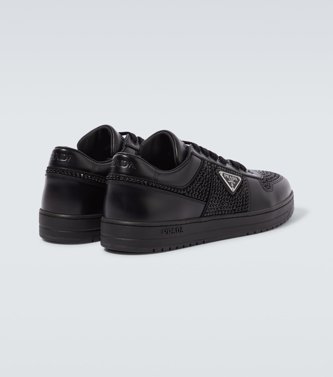 Sneakers Downtown aus Leder mit Kristallen | Prada