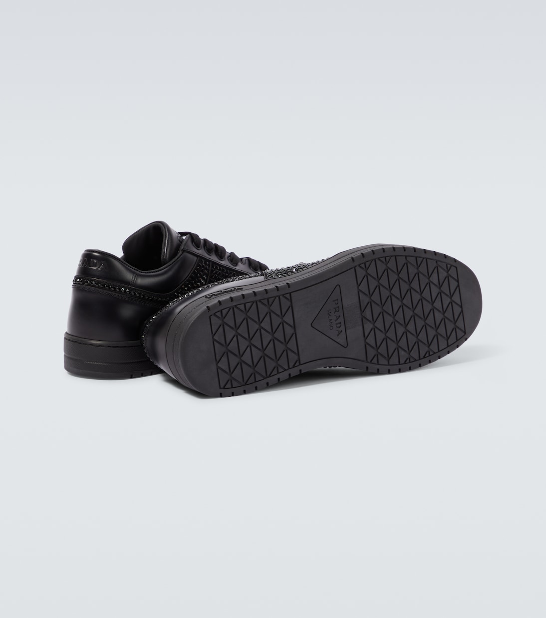 Sneakers Downtown aus Leder mit Kristallen | Prada