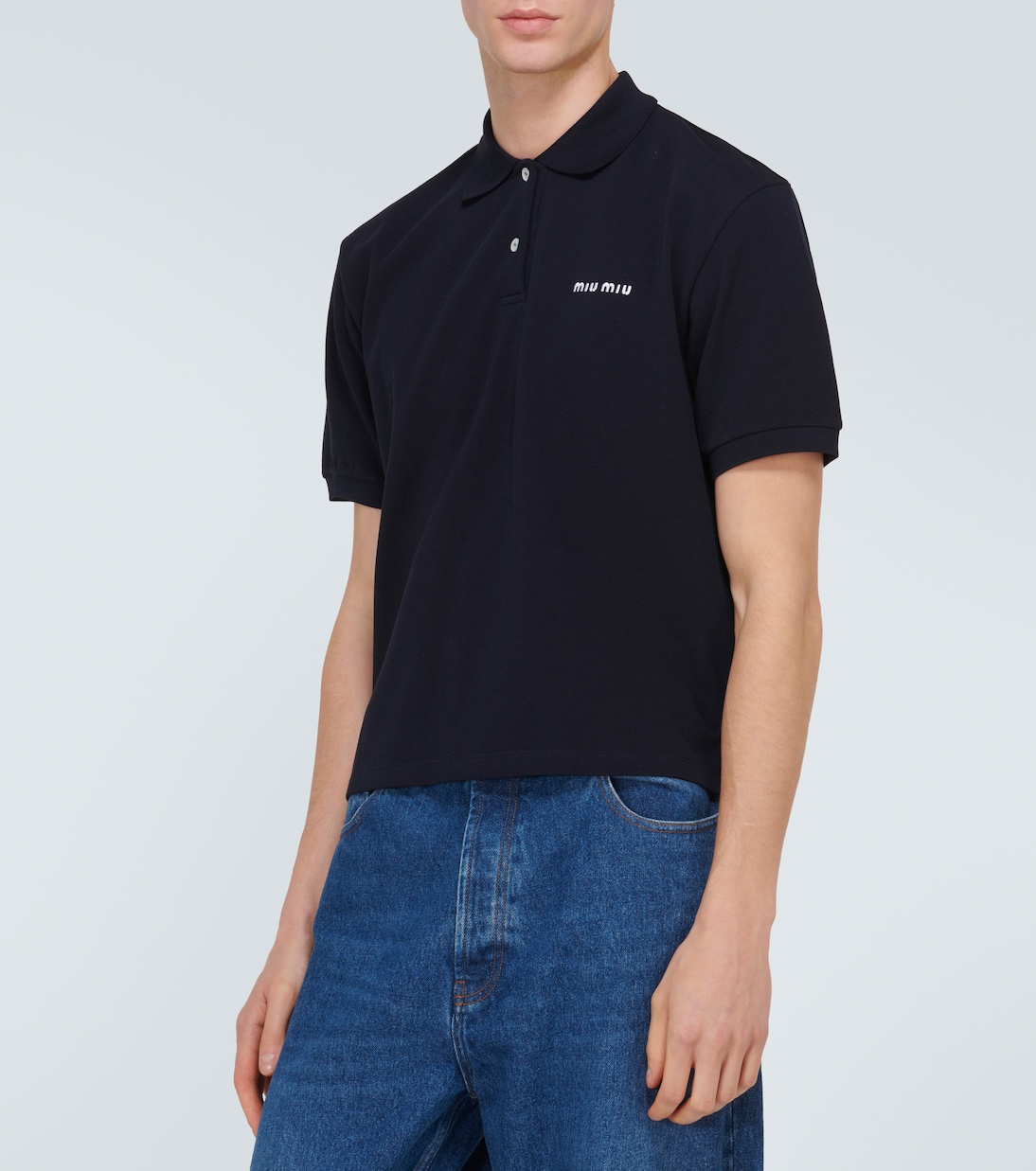 Logo cotton piqué polo shirt | Miu Miu