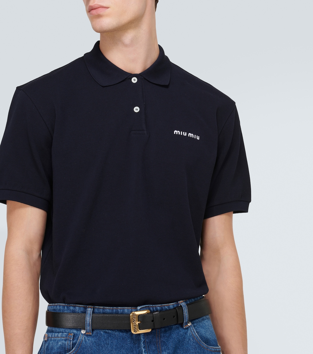Logo cotton piqué polo shirt | Miu Miu