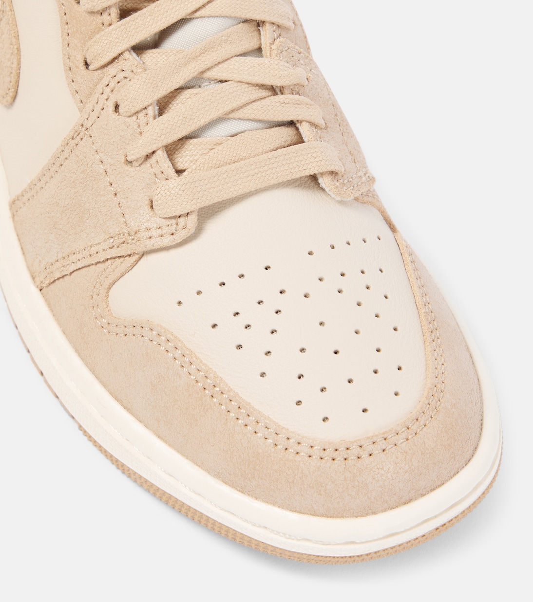 Air Jordan 1 Mid suede trimmed leather sneakers in pink Nike Mytheresa