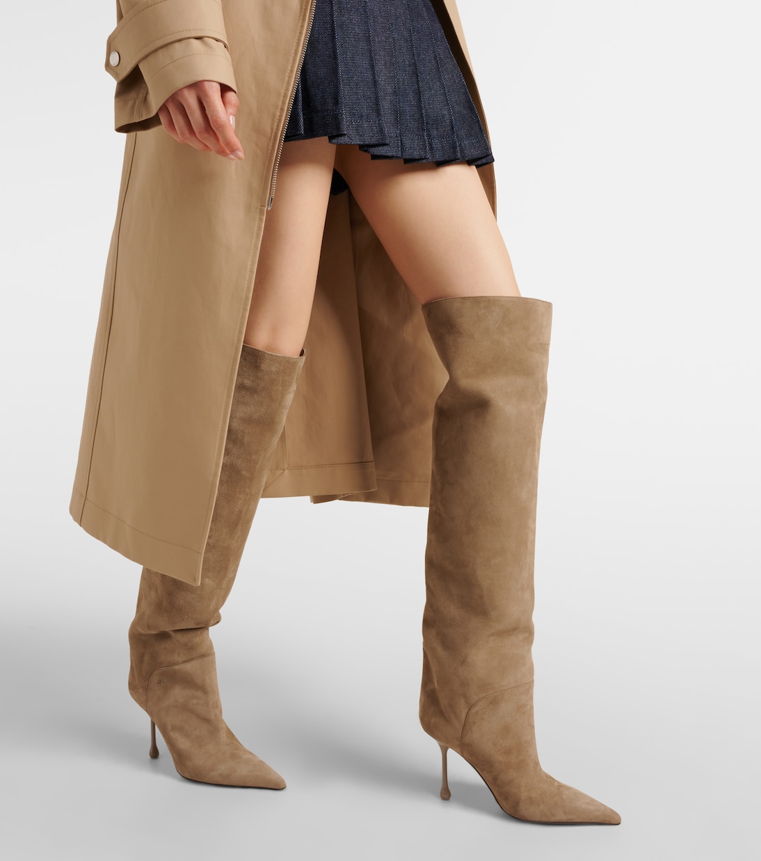 Beige suede over the knee boots deals