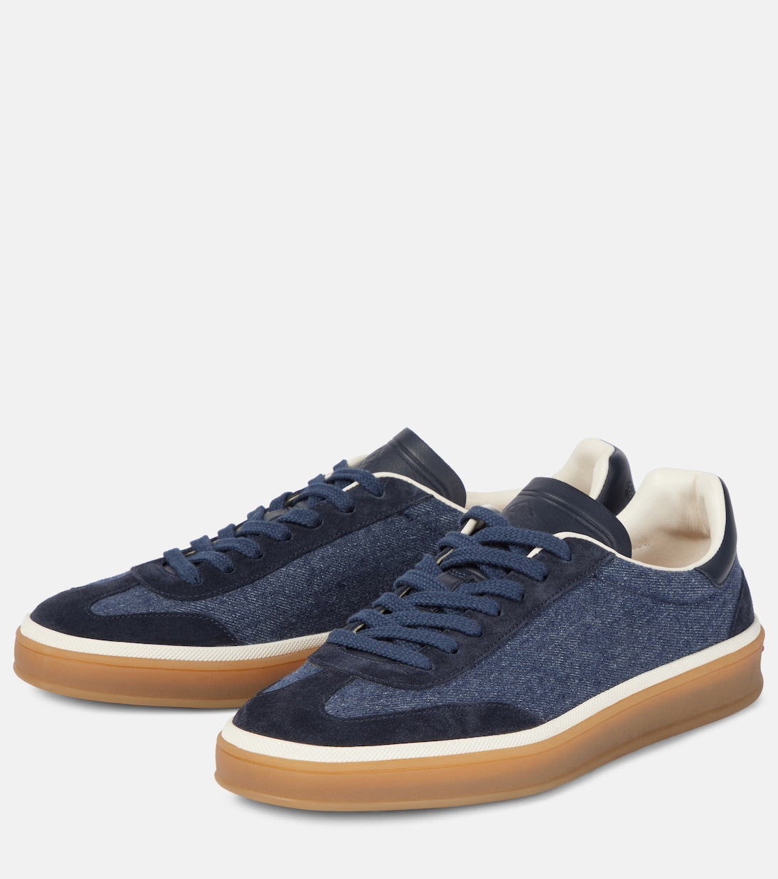 Sneakers Tennis Walk in denim con suede | Loro Piana