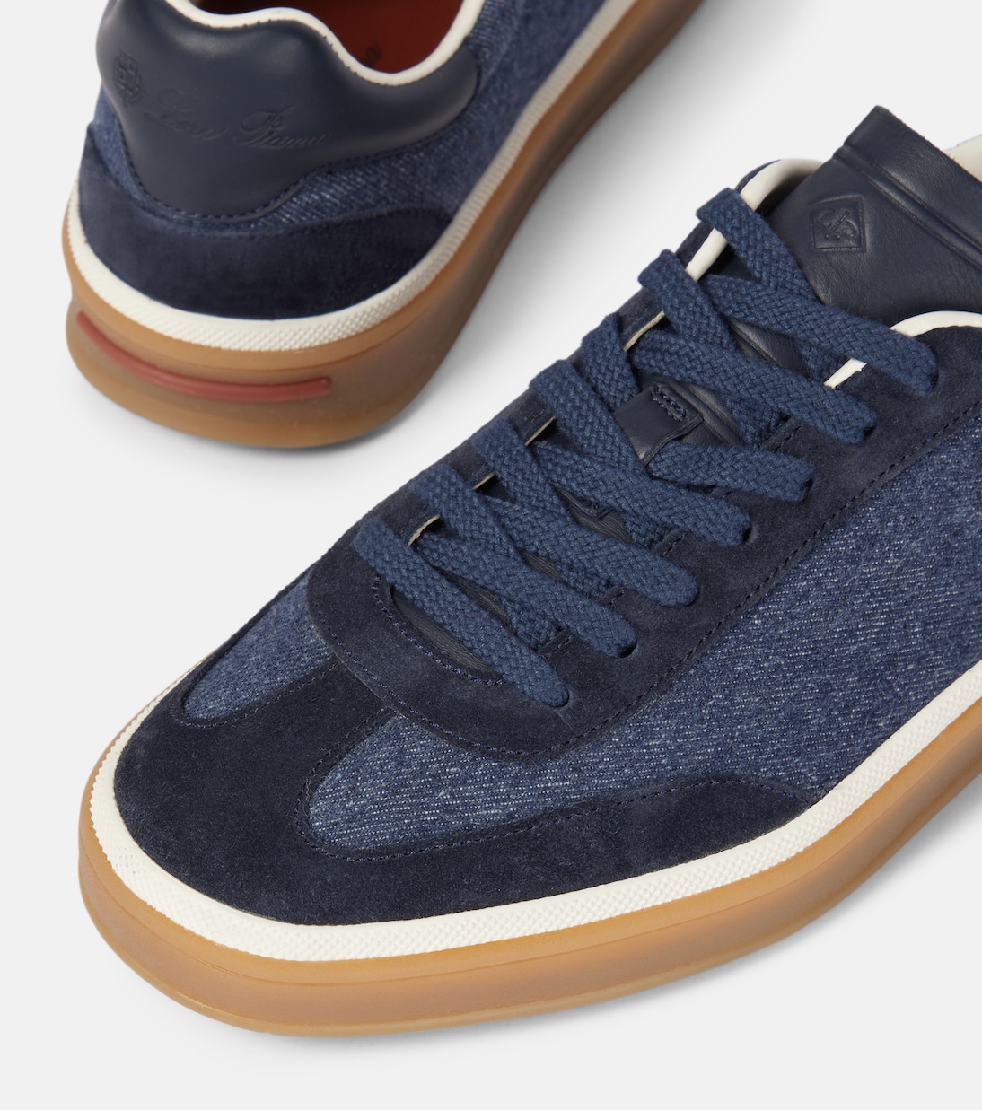 Sneakers Tennis Walk in denim con suede | Loro Piana