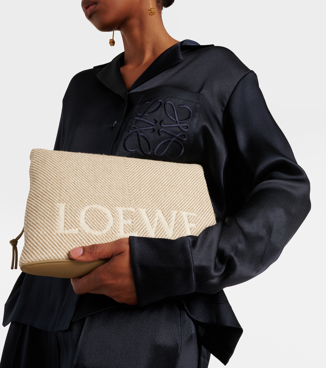 Borsellino LOEWE in jacquard con finiture in pelle, design rettangolare e stile giovane