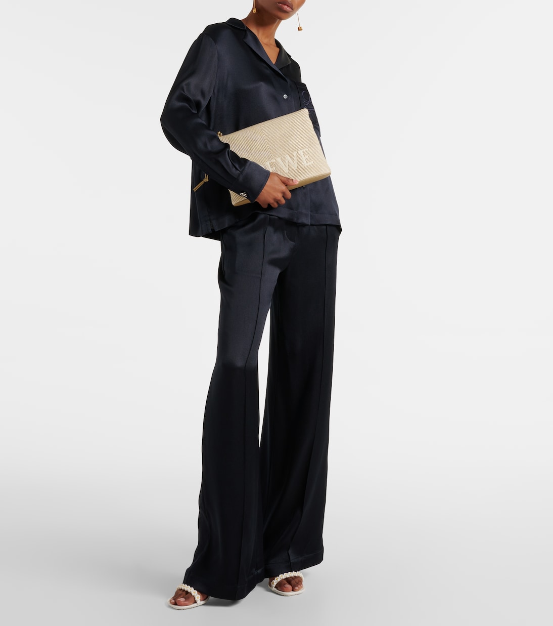Borsellino LOEWE in jacquard con finiture in pelle, design rettangolare e stile giovane