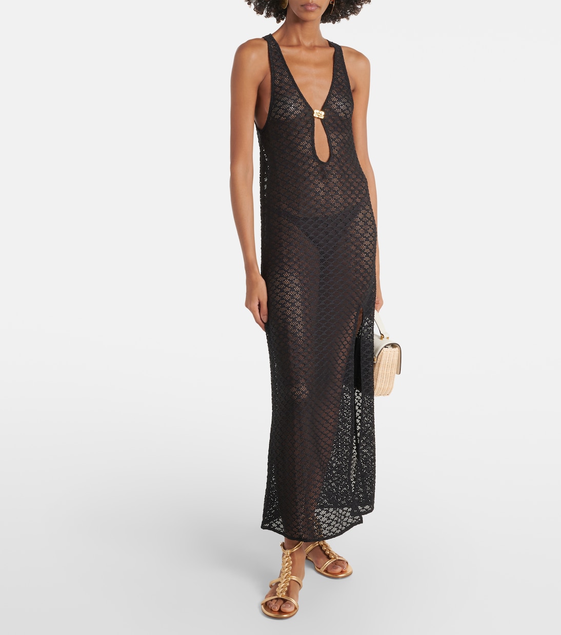 Maxikleid Keyhole aus Mesh | Ganni