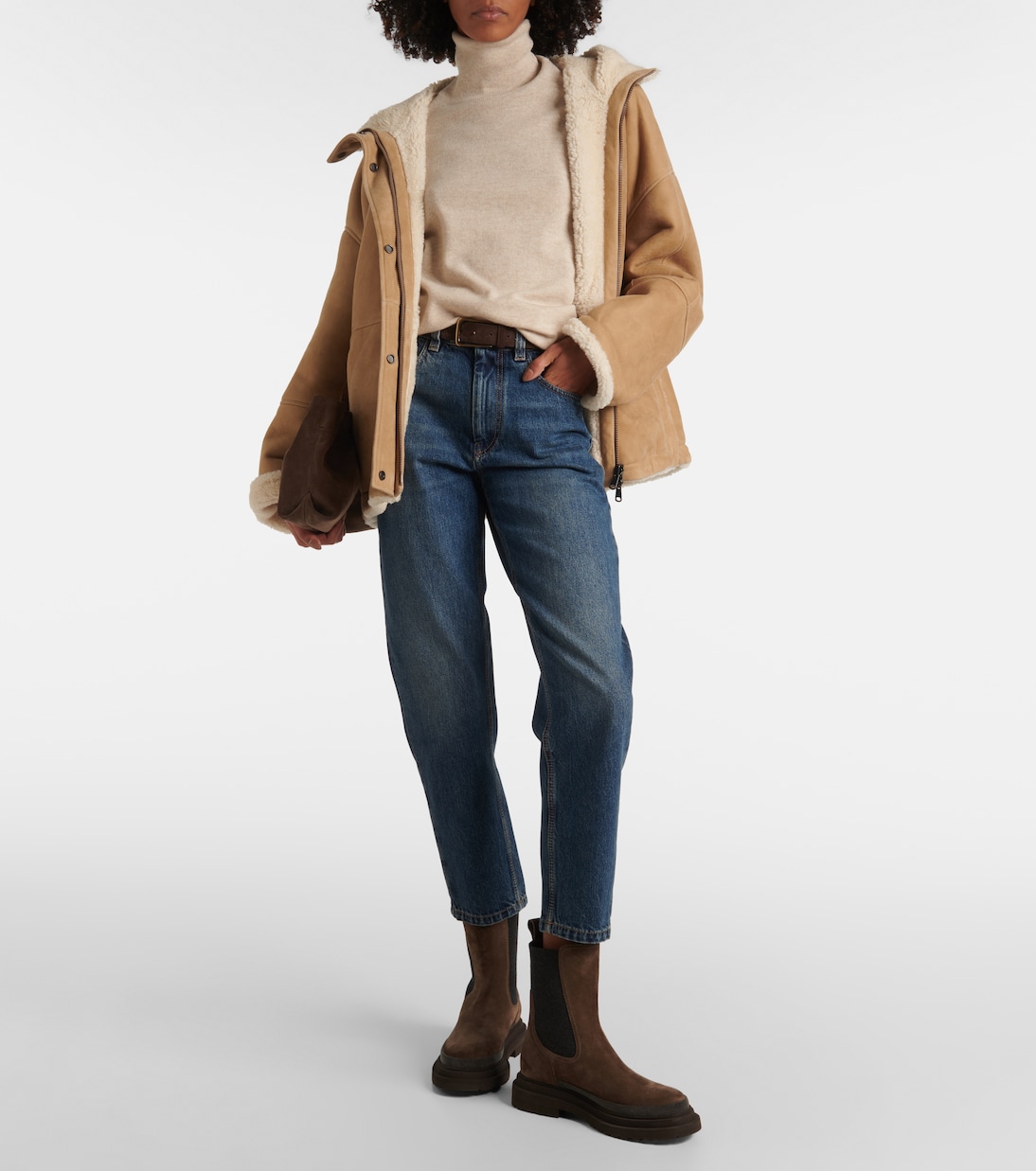Jeans rectos Baggy de tiro alto | Brunello Cucinelli