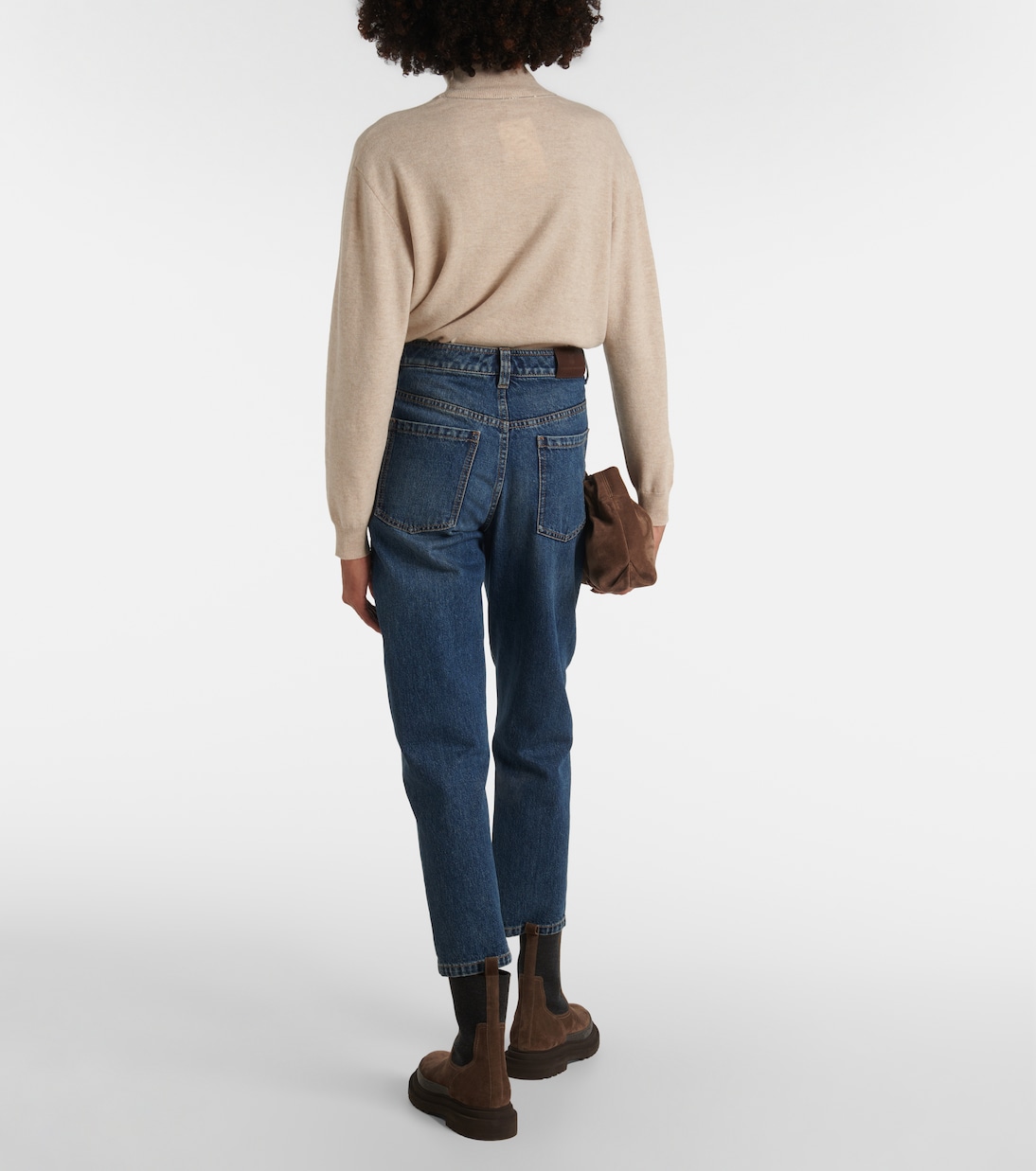 Jeans rectos Baggy de tiro alto | Brunello Cucinelli