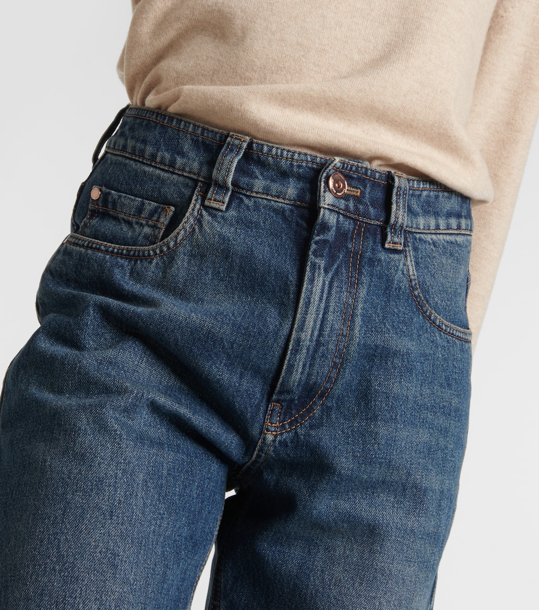 Jeans rectos Baggy de tiro alto | Brunello Cucinelli