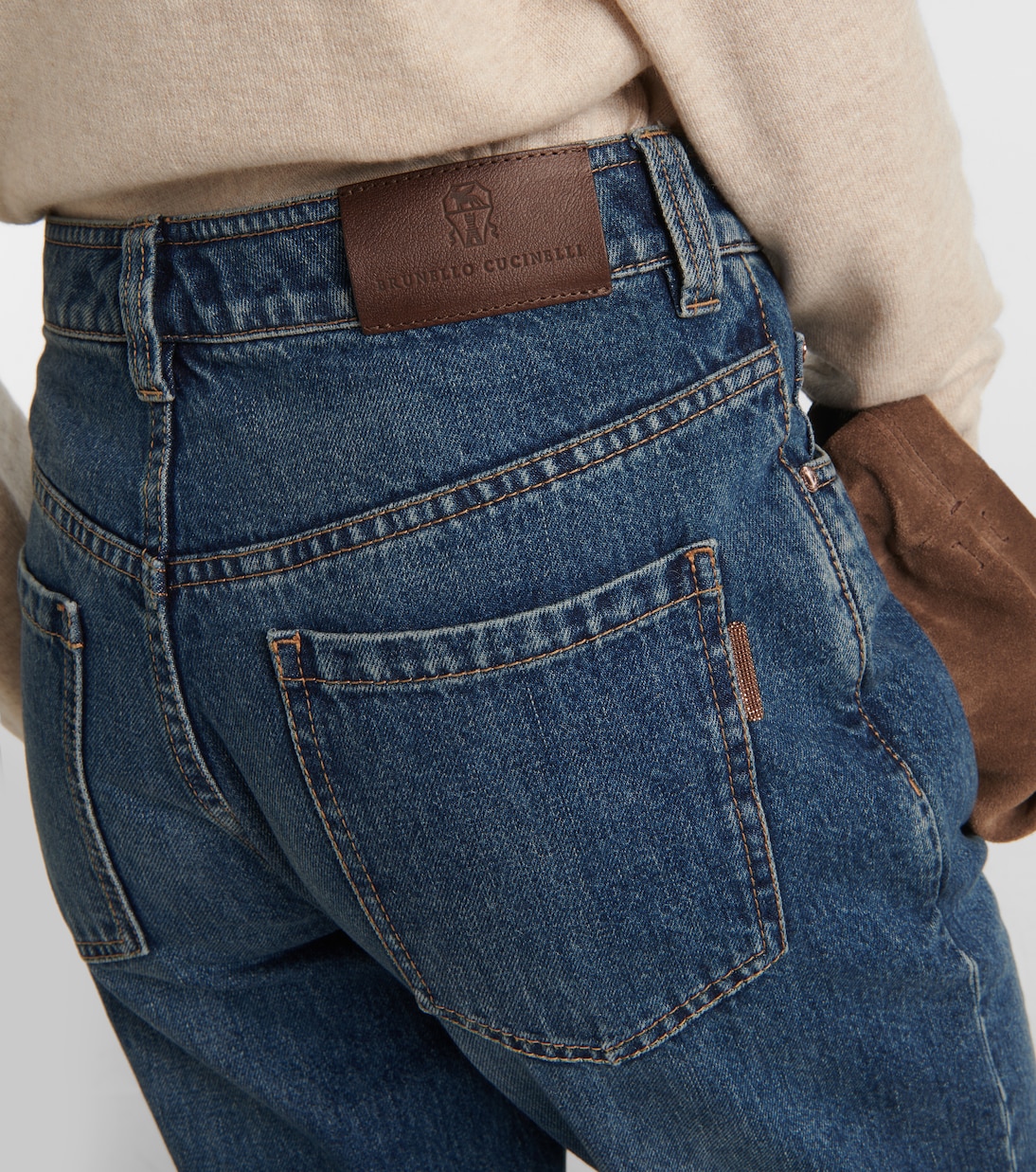 Jeans rectos Baggy de tiro alto | Brunello Cucinelli