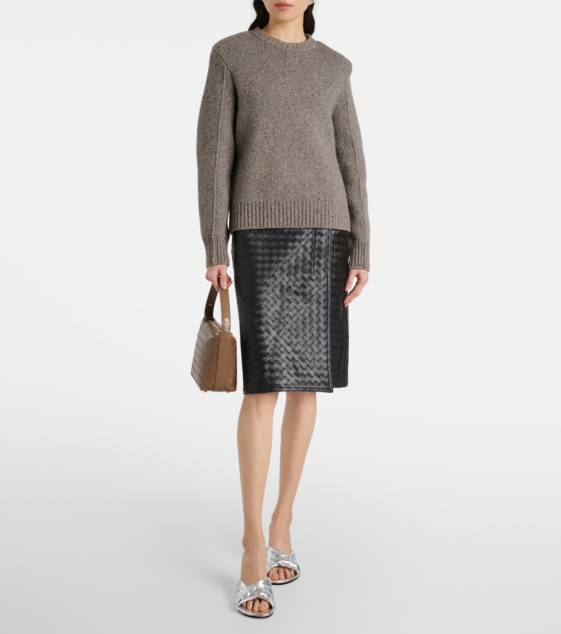 Mules Blink Intrecciato 80 en cuir métallisé | Bottega Veneta