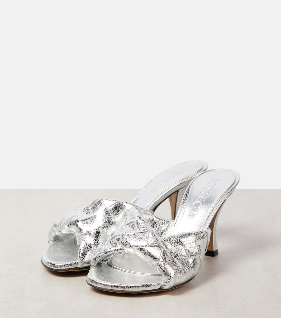 Mules Blink Intrecciato 80 en cuir métallisé | Bottega Veneta