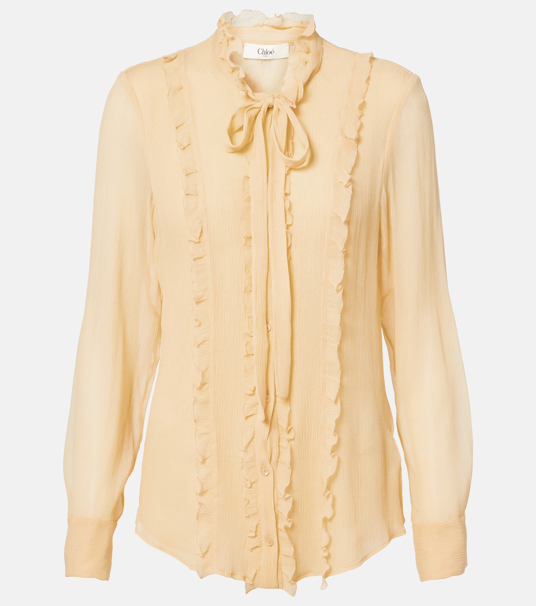 Blusa in crêpon di seta con volant | Chloé