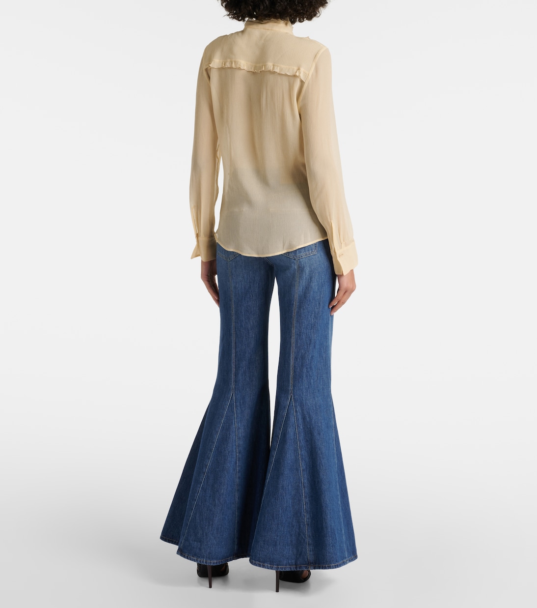 Blusa in crêpon di seta con volant | Chloé