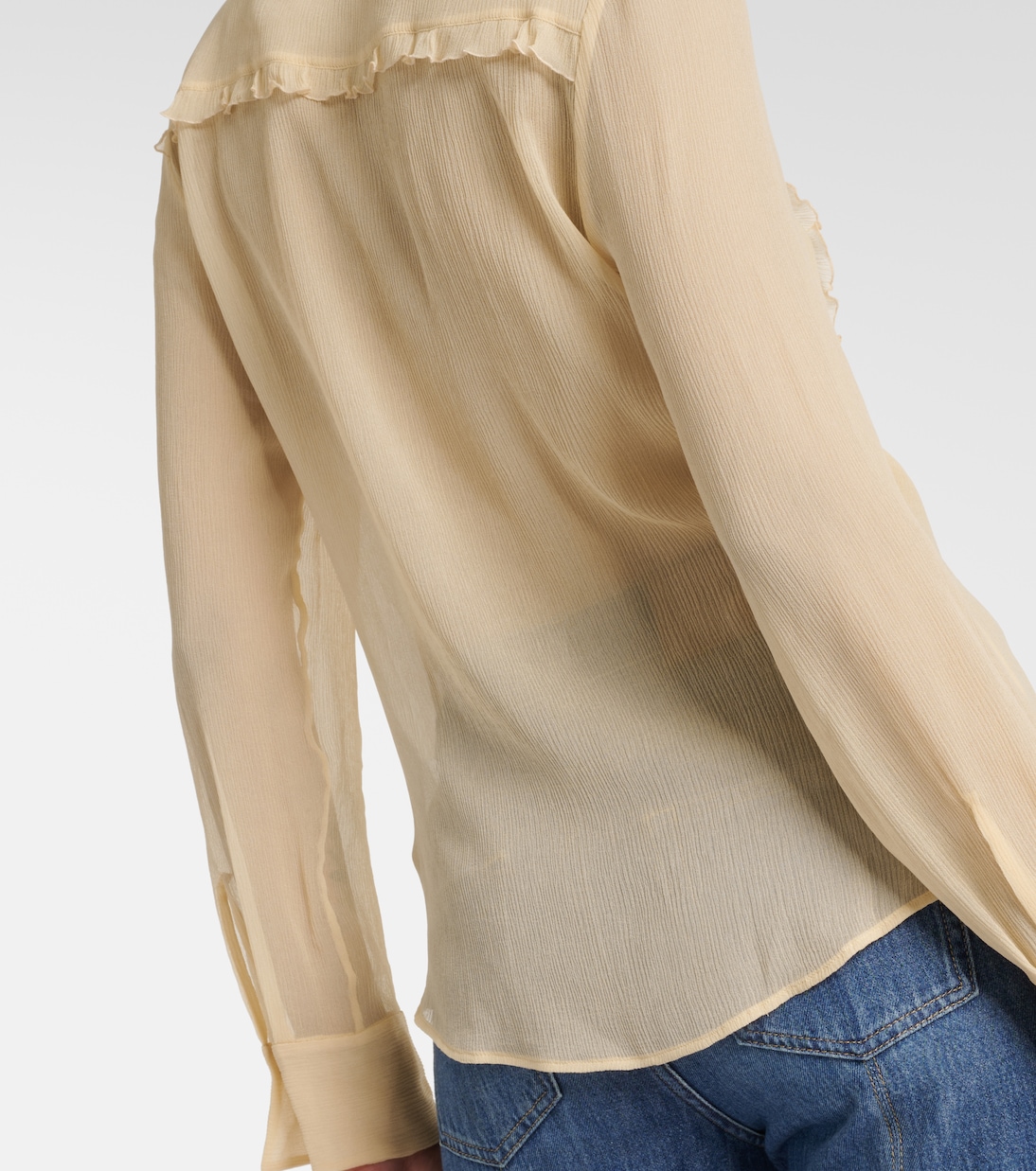 Blusa in crêpon di seta con volant | Chloé