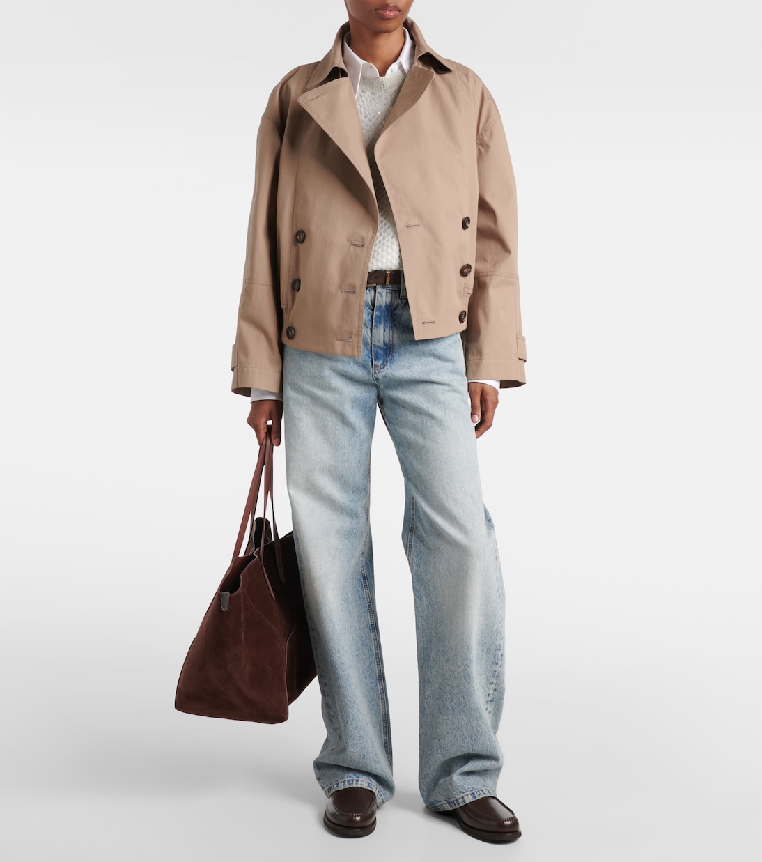 Giacca cropped in gabardine di misto cotone | Brunello Cucinelli