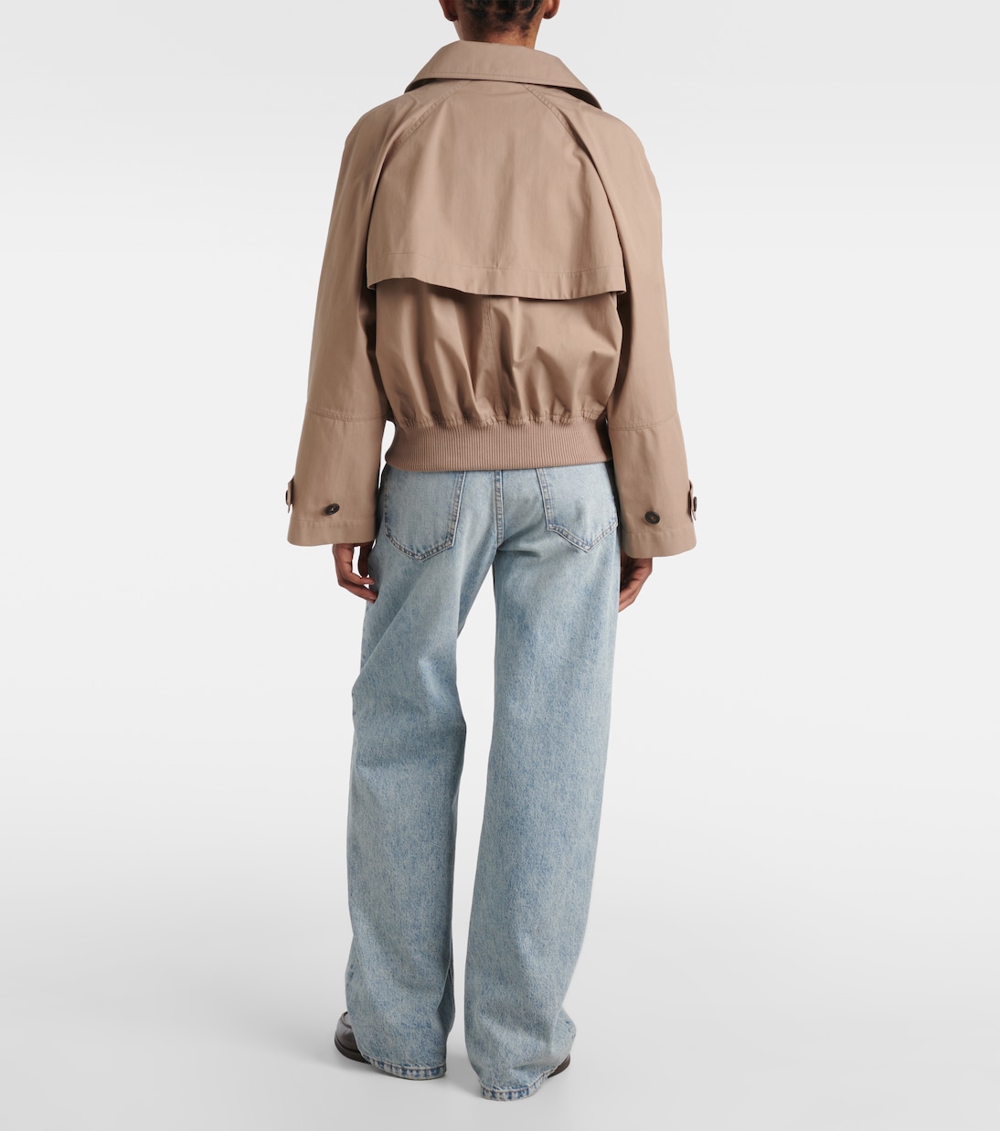 Giacca cropped in gabardine di misto cotone | Brunello Cucinelli