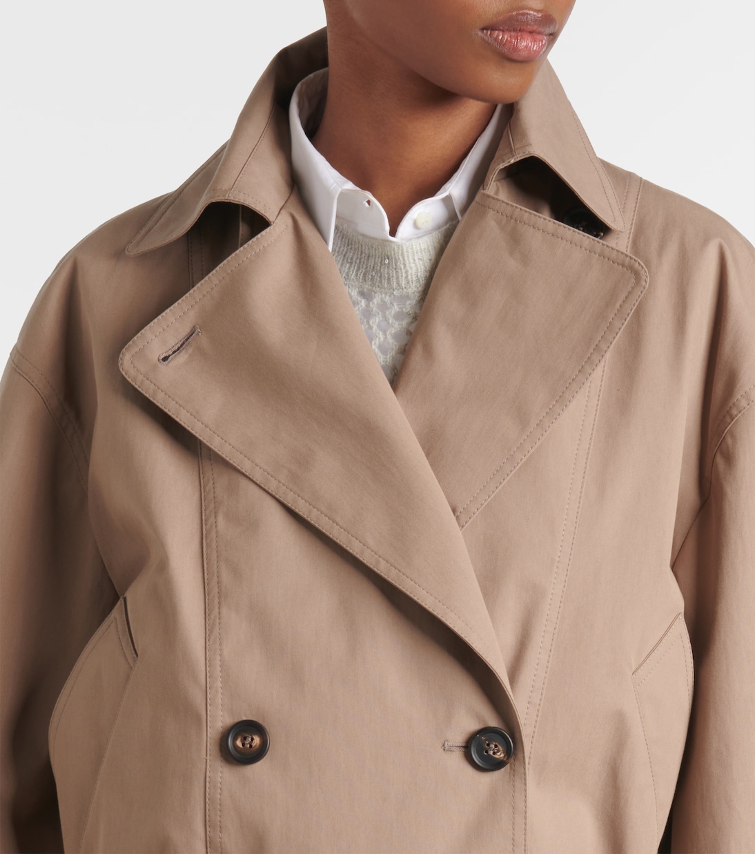 Giacca cropped in gabardine di misto cotone | Brunello Cucinelli