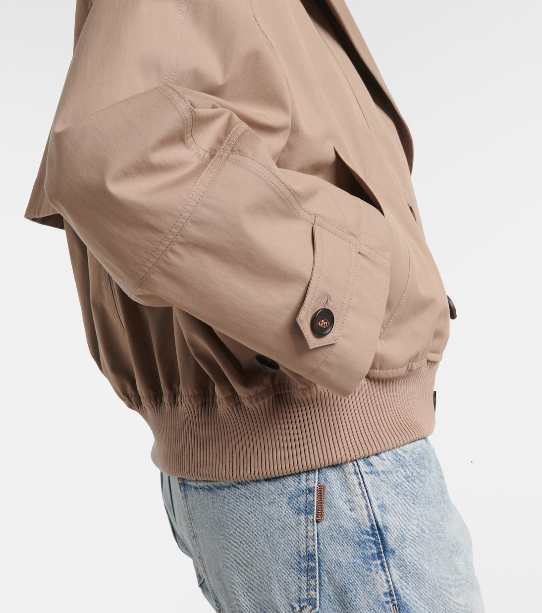Giacca cropped in gabardine di misto cotone | Brunello Cucinelli