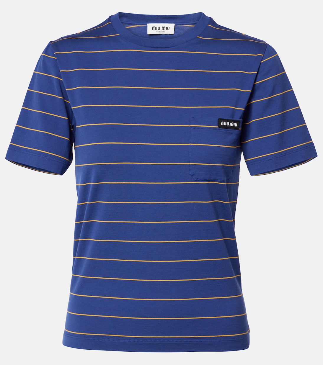 T-shirt in jersey di cotone a righe | Miu Miu