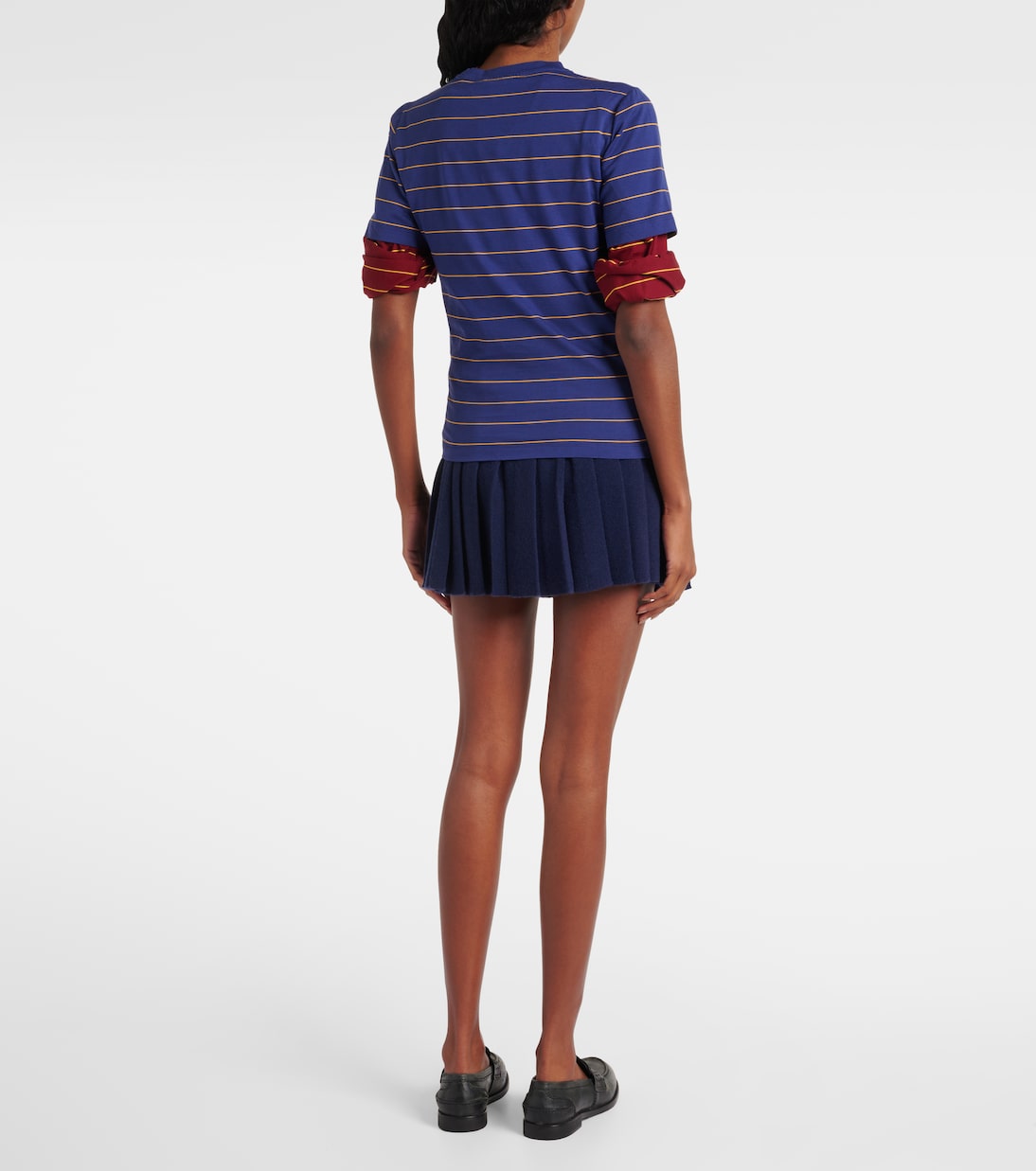 T-shirt in jersey di cotone a righe | Miu Miu