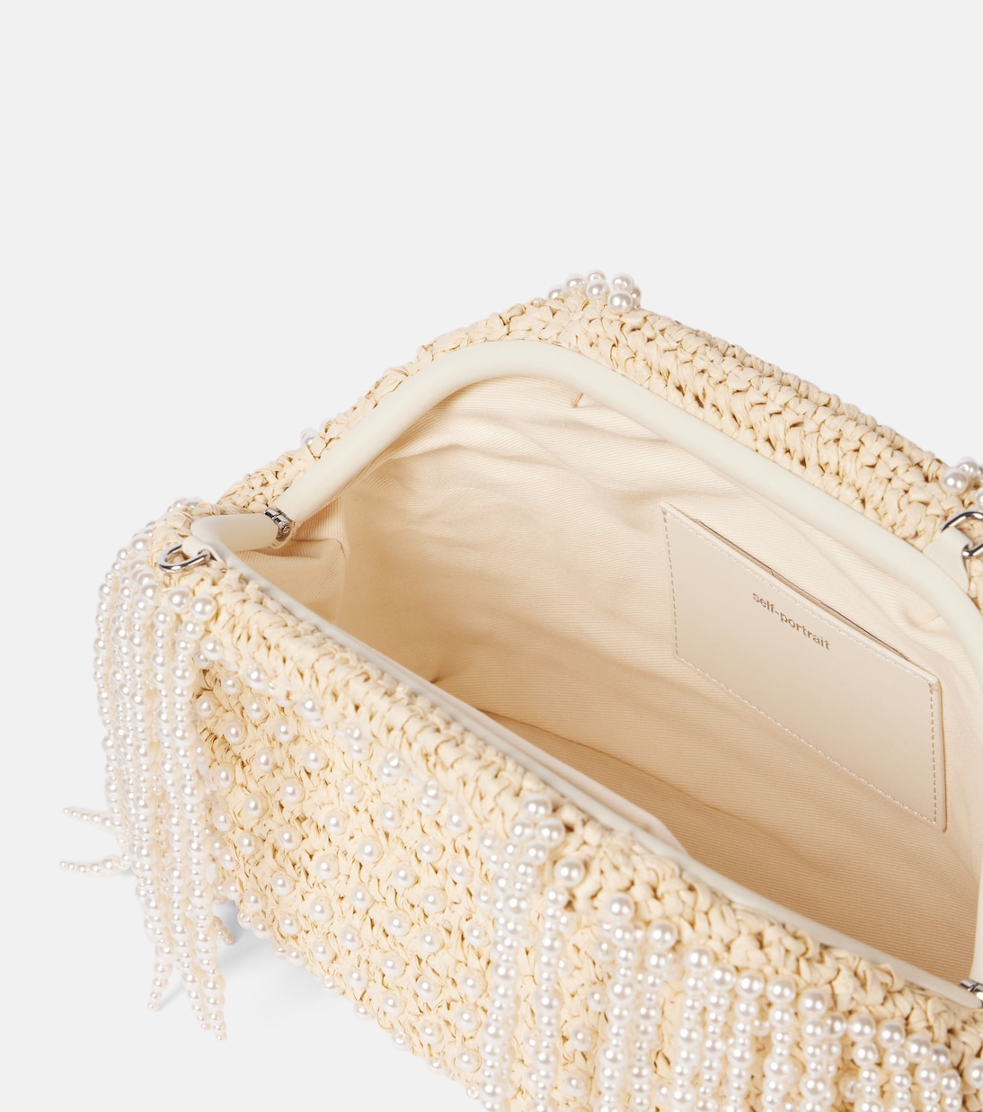 Clutch in rafia con perline | Self-Portrait