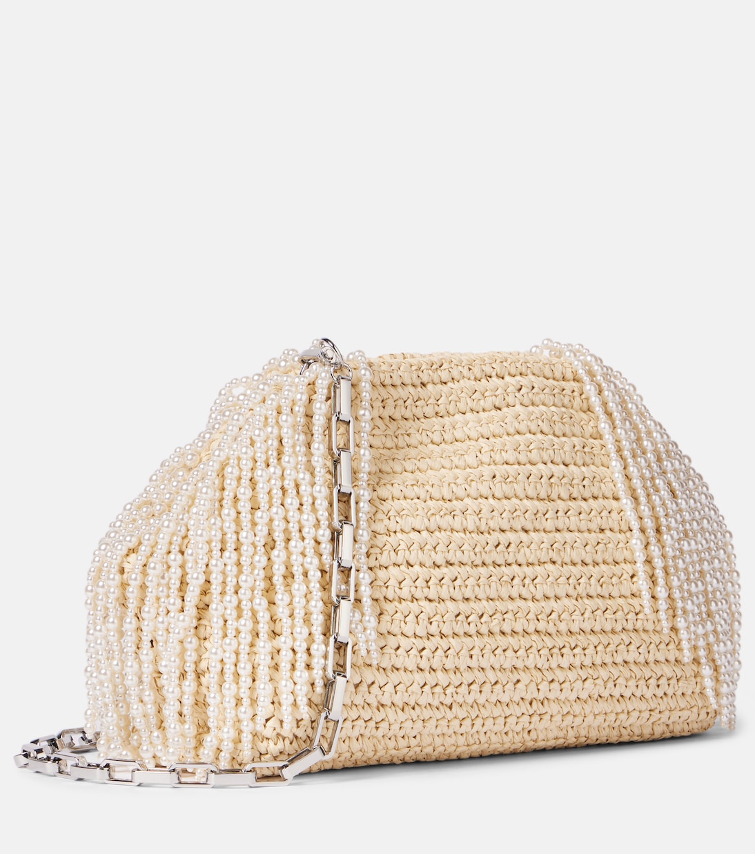 Clutch in rafia con perline | Self-Portrait
