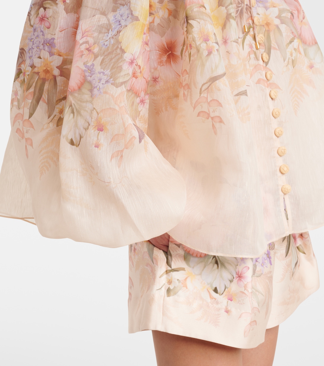 Blouse Illuminate en lin et soie à fleurs | Zimmermann