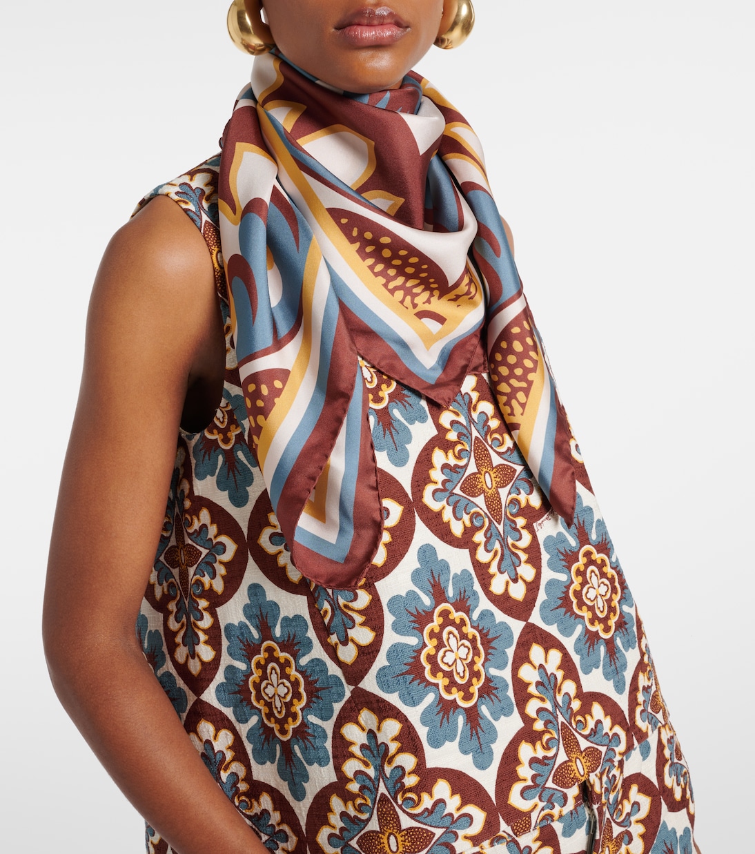 Foulard in twill di seta con stampa | La DoubleJ