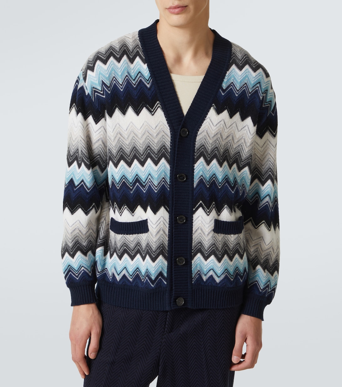 كارديغان من القطن والصوف المخلوط بنقشة زك زاك | Missoni