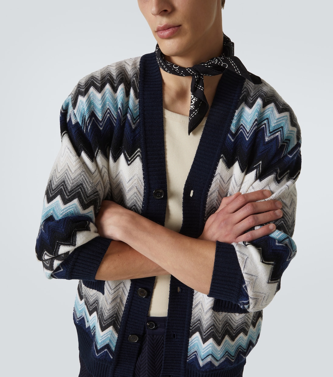 كارديغان من القطن والصوف المخلوط بنقشة زك زاك | Missoni