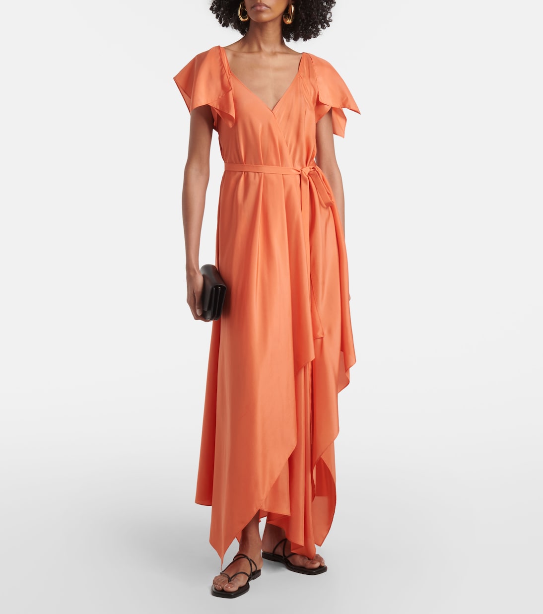 Vestido largo Plumet de seda con volantes | Joseph