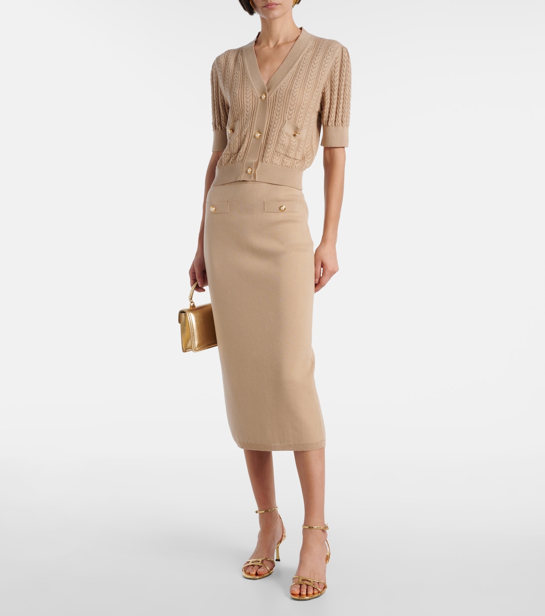 Jupe crayon en coton et cachemire | Alessandra Rich