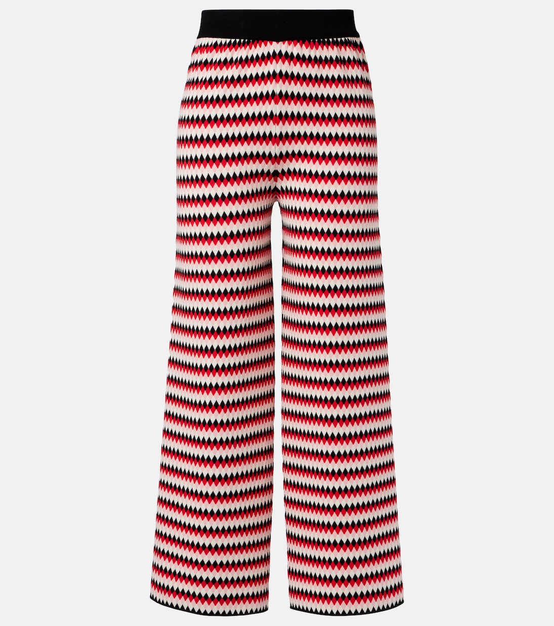 Checkers knitted wide-leg pants | La DoubleJ