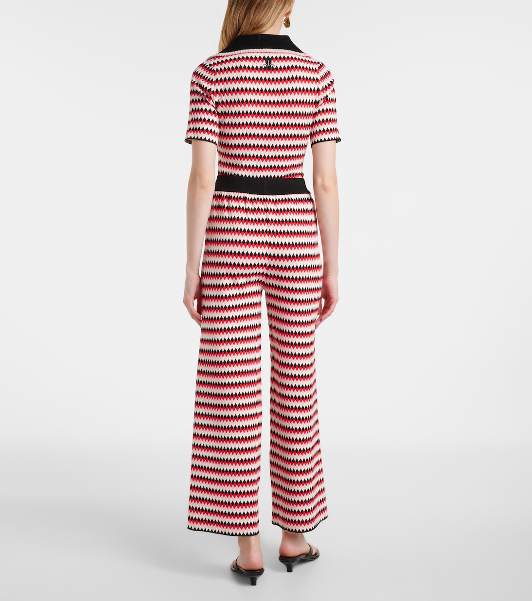 Checkers knitted wide-leg pants | La DoubleJ