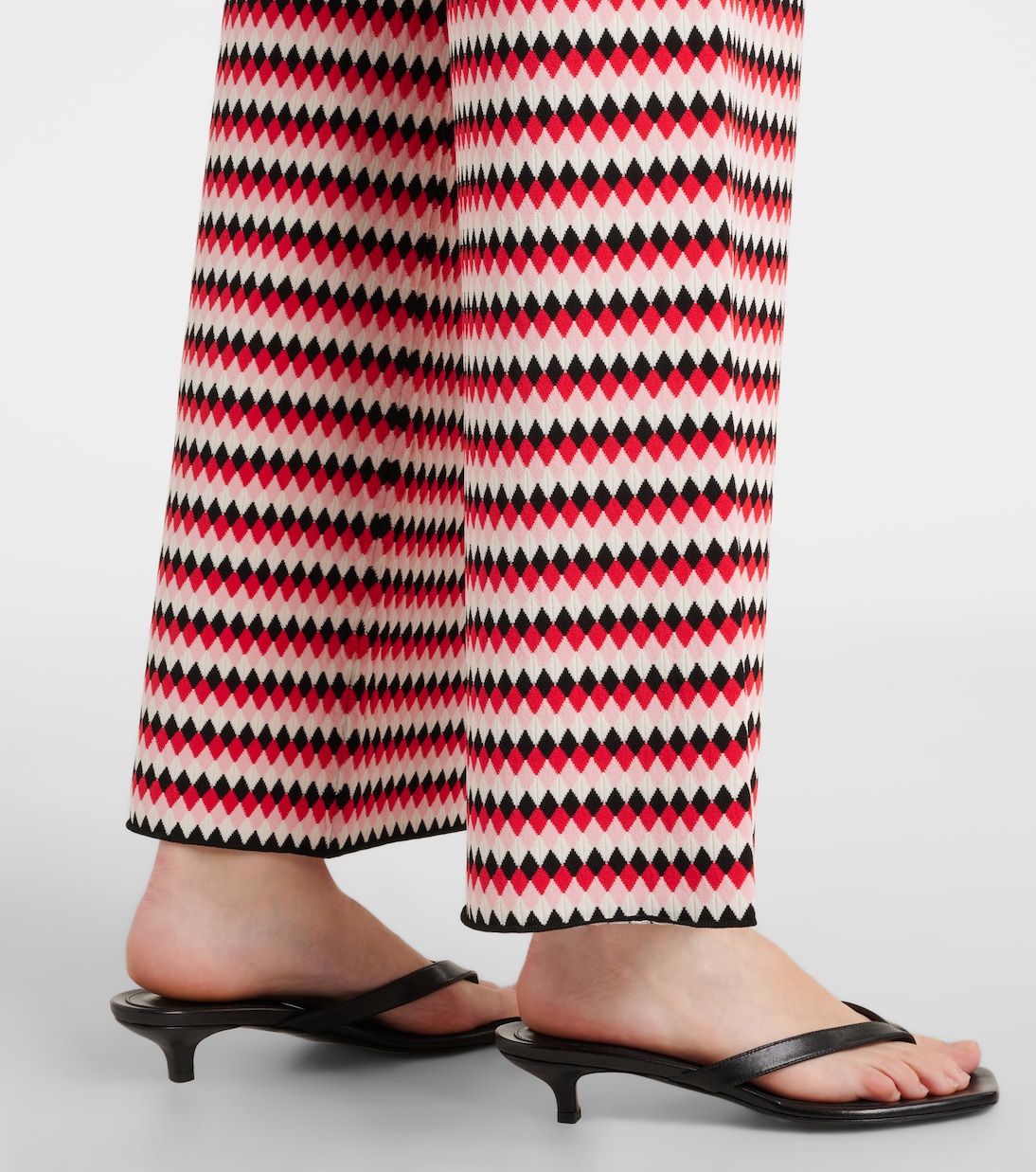 Checkers knitted wide-leg pants | La DoubleJ