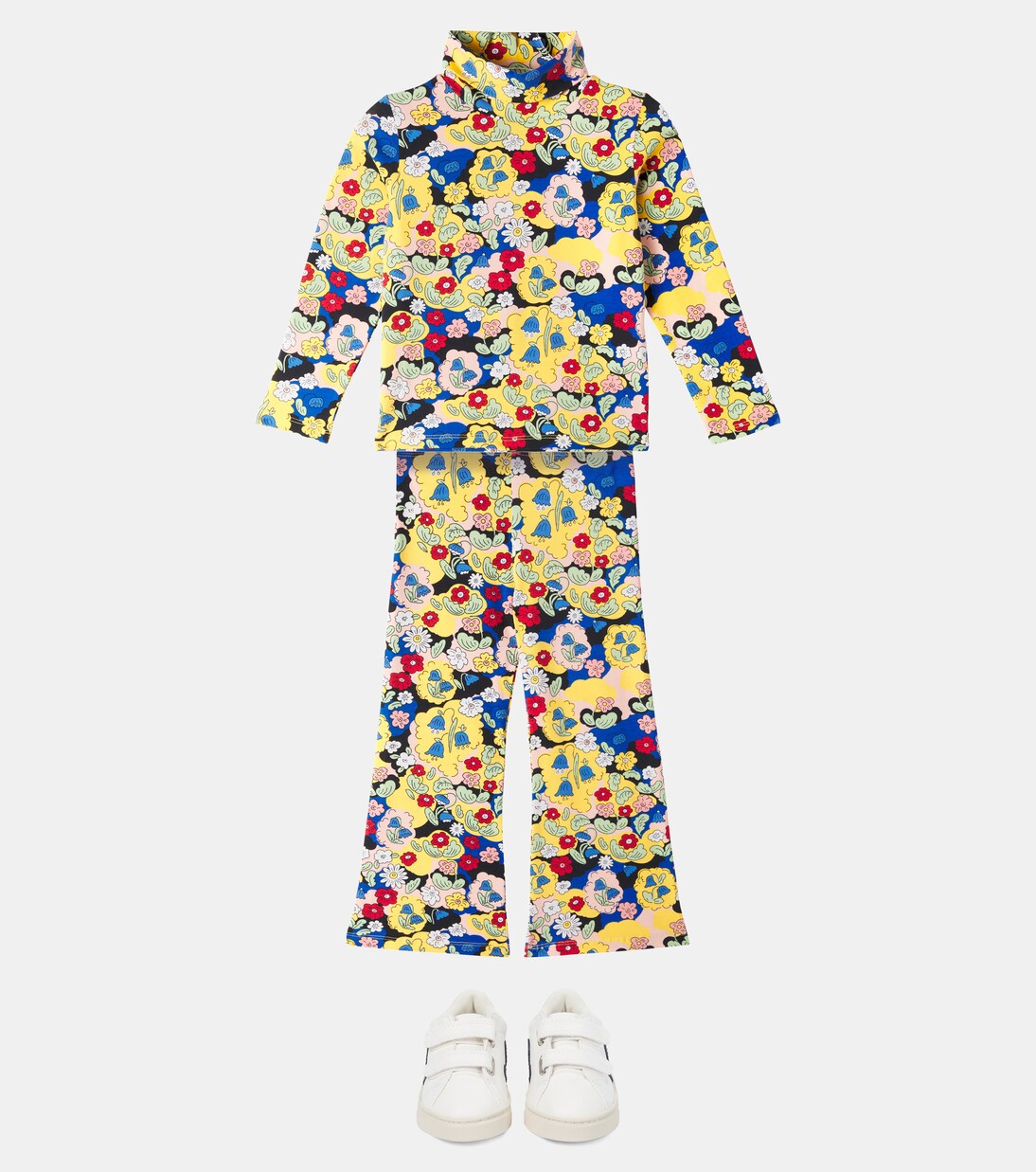 Top à col roulé en coton mélangé à fleurs | Mini Rodini