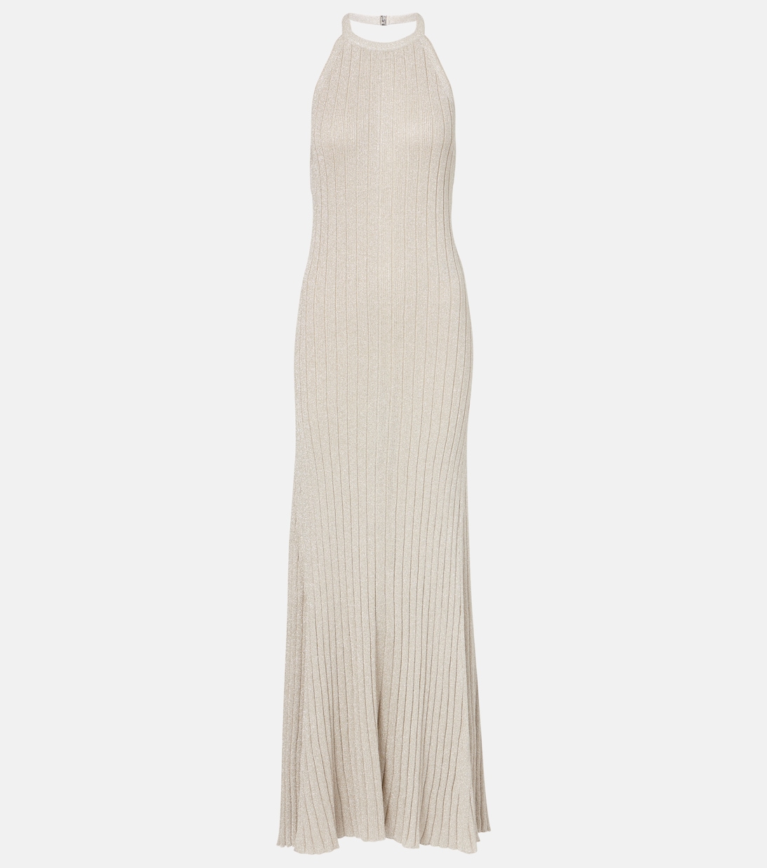 Ribbed-knit halterneck lamé maxi dress | Tom Ford