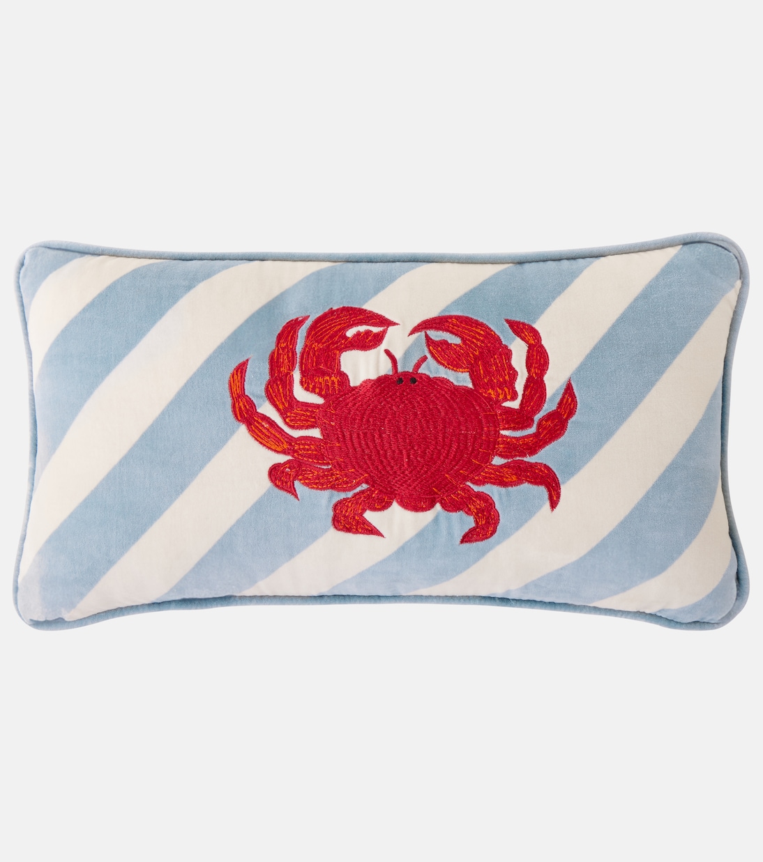 Crab striped cotton velvet cushion | Les-Ottomans