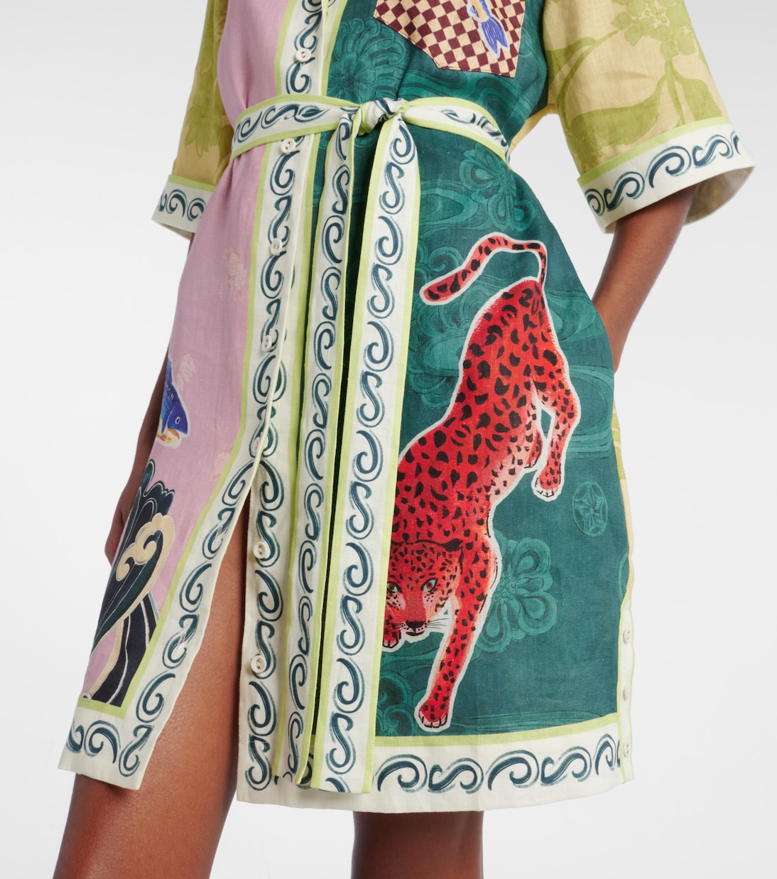 Rochester belted linen minidress | Alémais