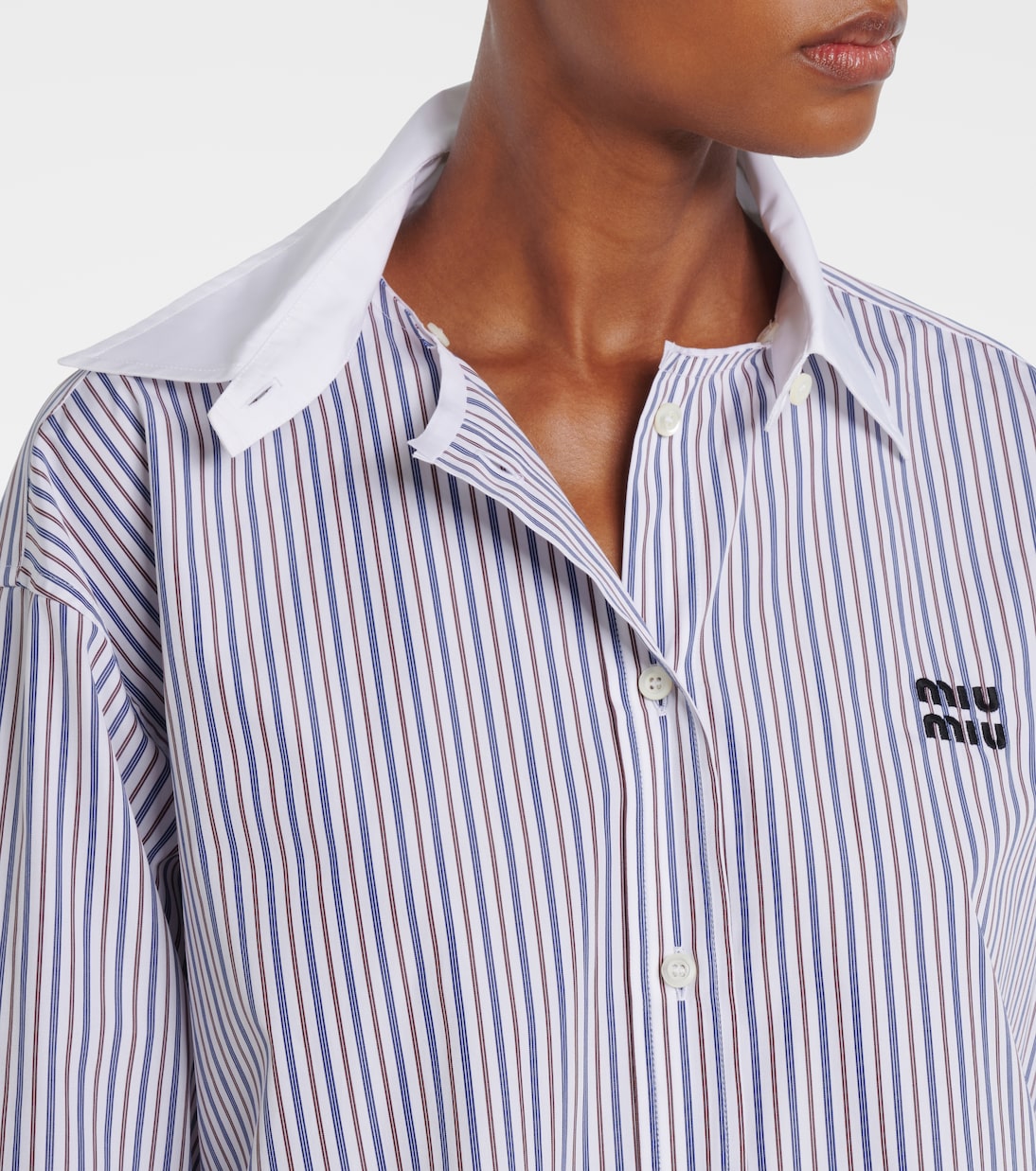 Striped cotton poplin shirt | Miu Miu