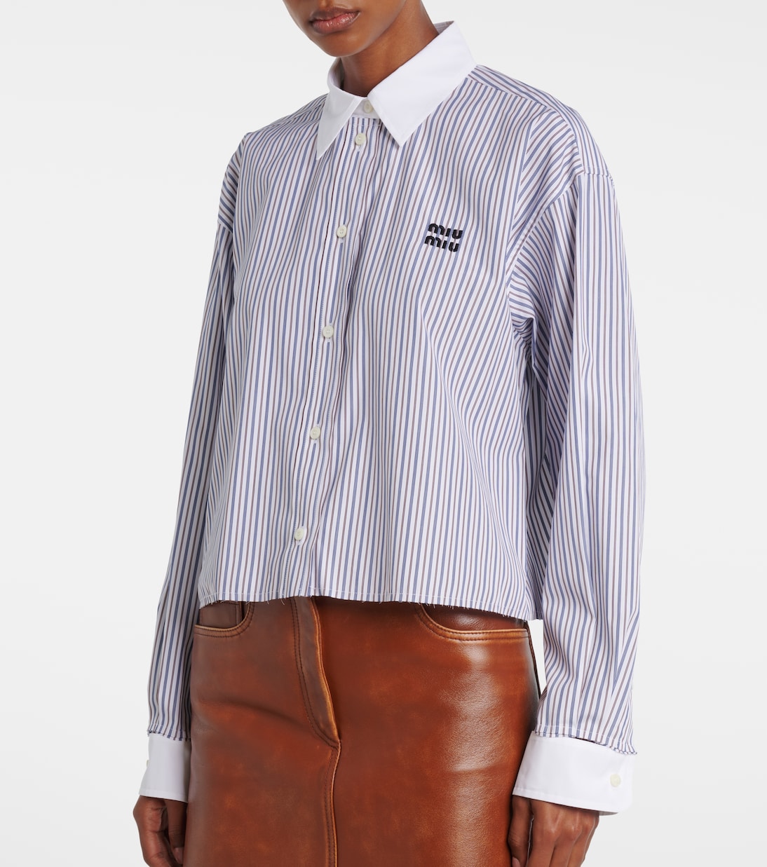 Striped cotton poplin shirt | Miu Miu